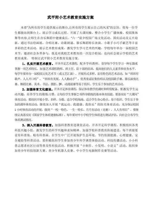 艺术教育实施方案 2
