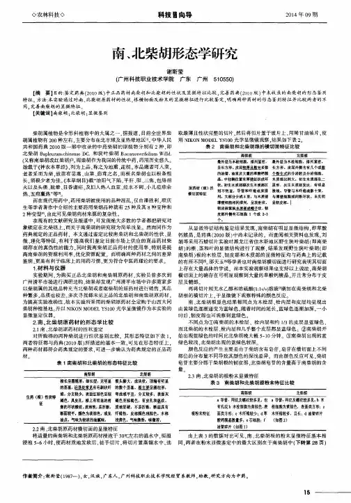 南、北柴胡形态学研究