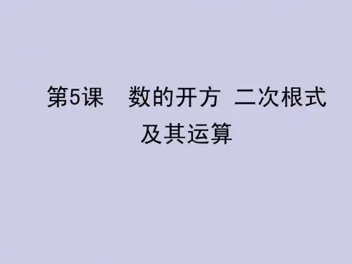 2013年中考数学复习 第一章数与式 第5课 二次根式及其运算课件