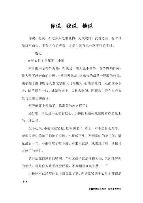 你说,我说,他说_高中作文_1