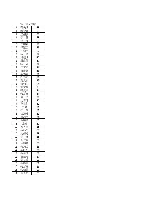 四下数学记分册