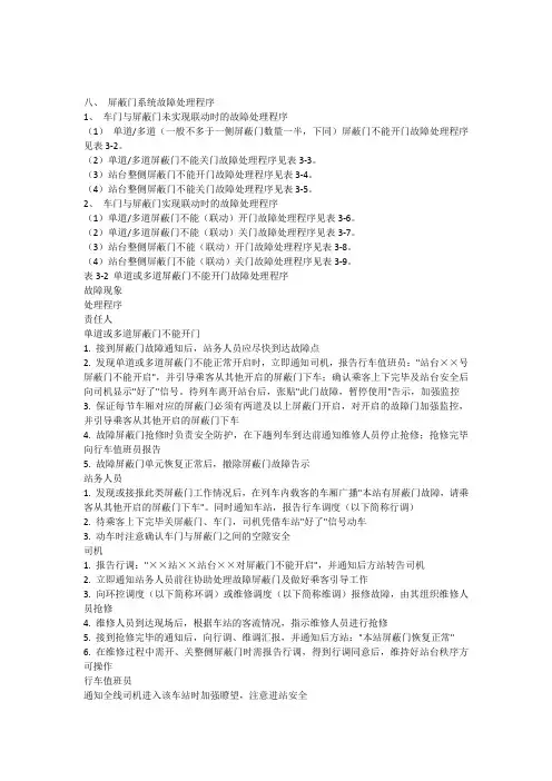 屏蔽门系统故障处理程序