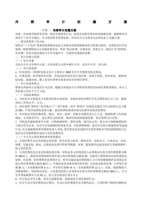内部审计实施方案