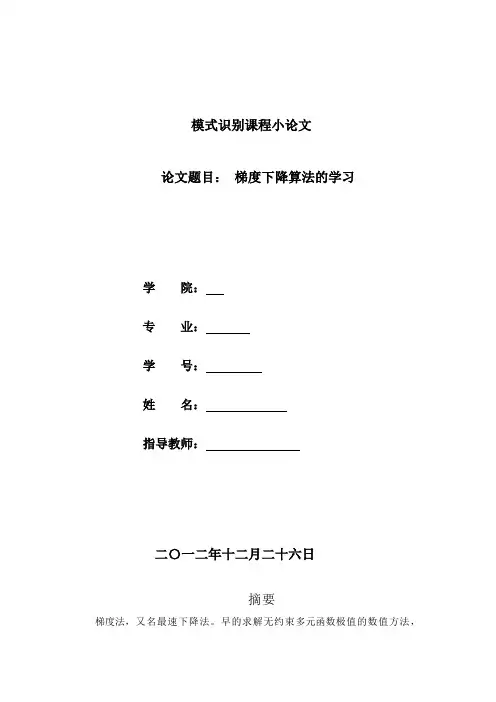 模式识别小论文