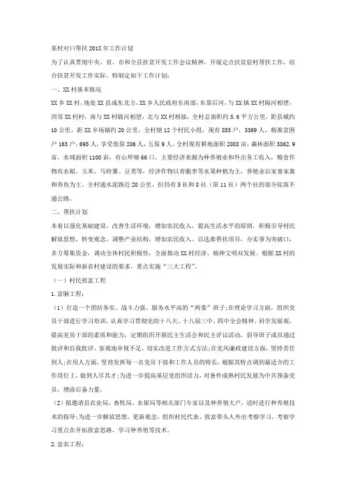 某村对口帮扶201X年工作计划.docx