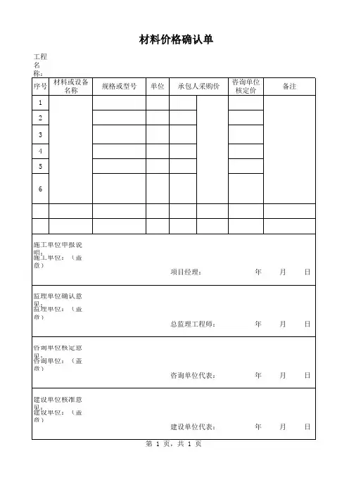 认价单模板