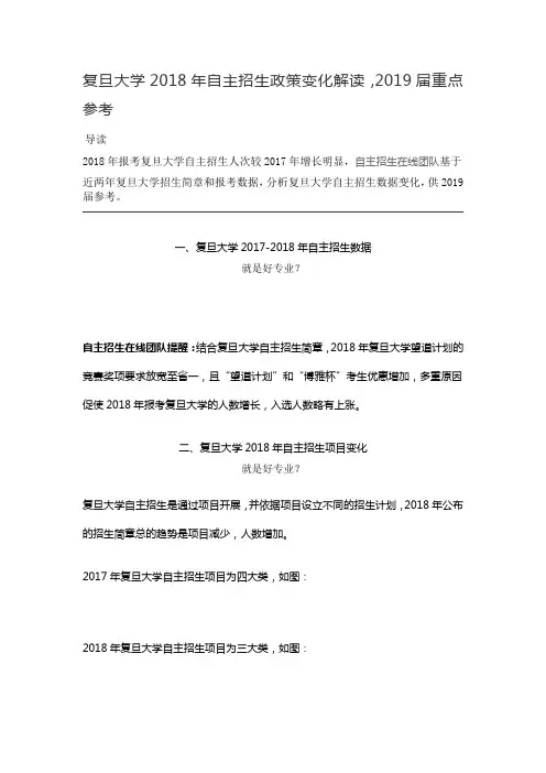 复旦大学2018年自主招生政策变化解读