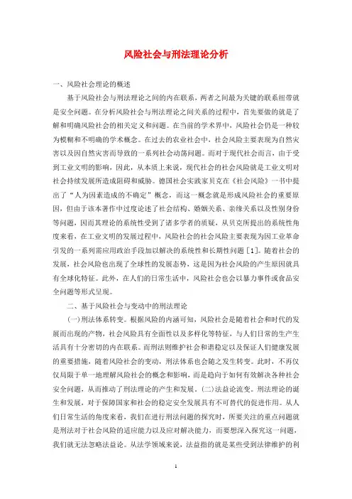 风险社会与刑法理论分析