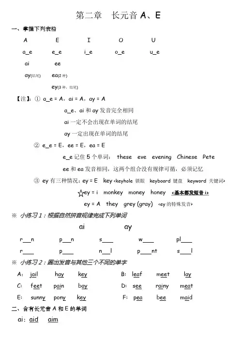 自然拼音 长元音A、E