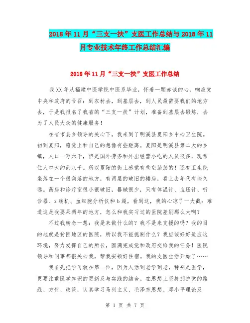 2018年11月“三支一扶”支医工作总结与2018年11月专业技术年终工作总结汇编.doc