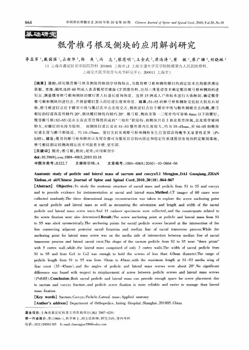 骶骨椎弓根及侧块的应用解剖研究