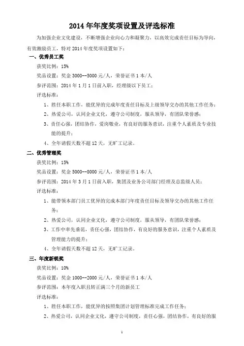 公司年度评优方案