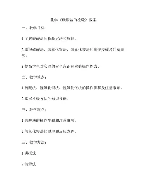 化学《碳酸盐的检验》教案