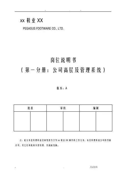 制鞋企业岗位说明书(1)高层与管理