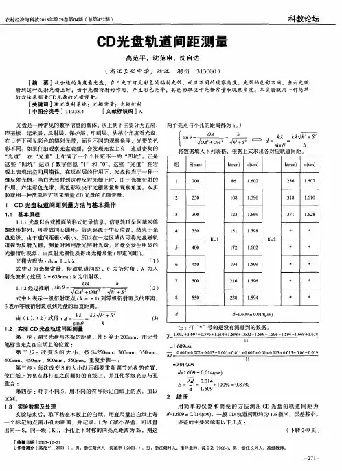 CD光盘轨道间距测量