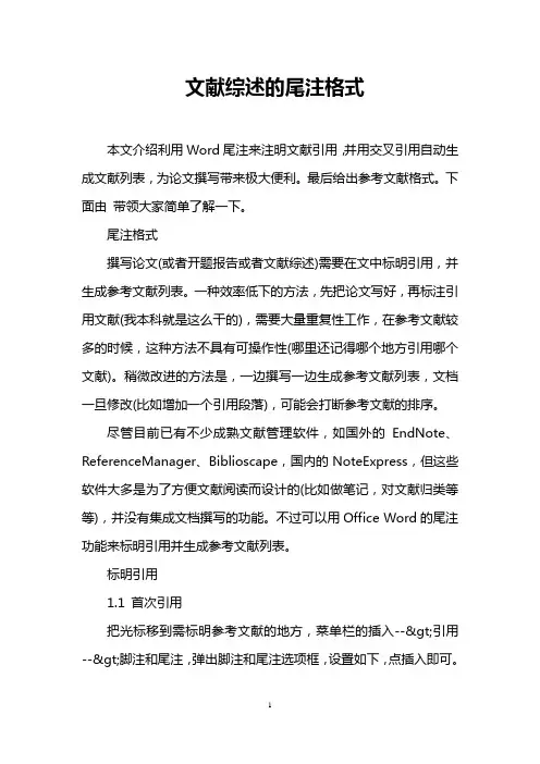 文献综述的尾注格式