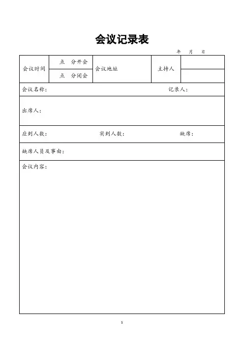 会议记录表格实用