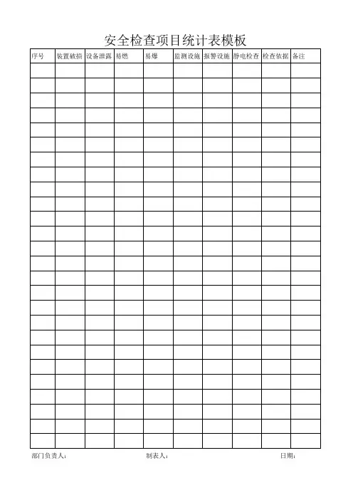 安全检查项目统计表模板