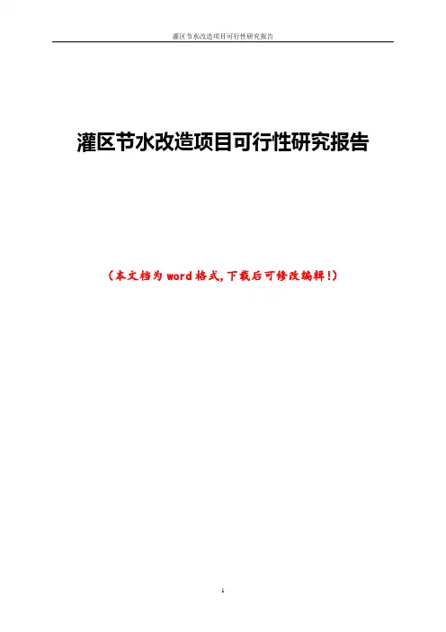 灌区节水改造项目可行性研究报告