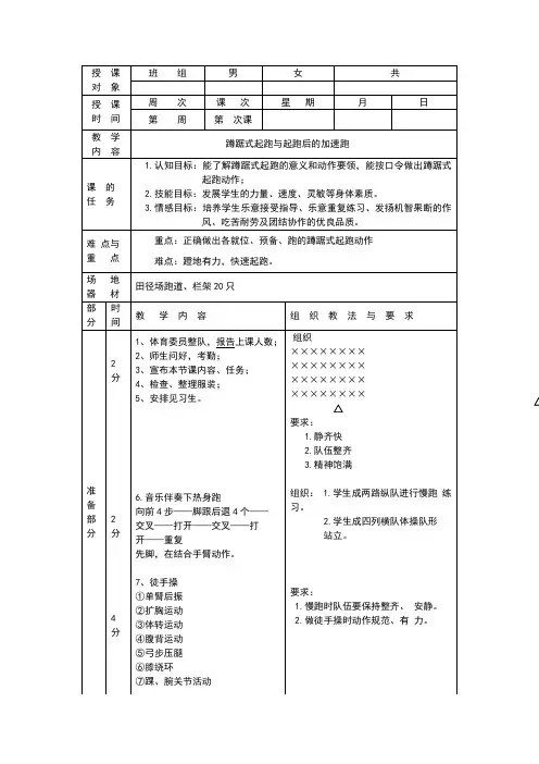 田径教案(蹲踞式起跑)