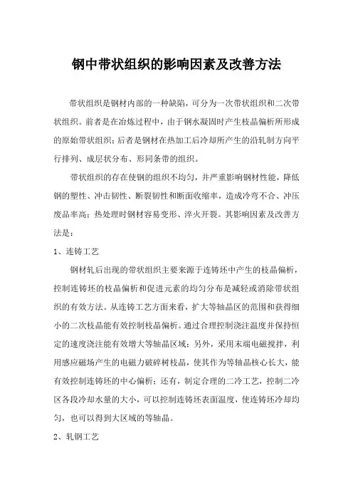 钢中带状组织的影响因素及改善方法