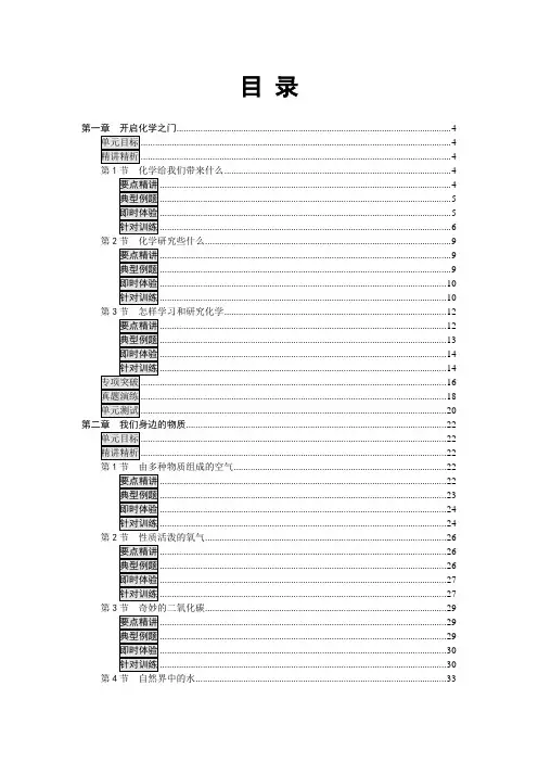 沪教版初中化学九年级上册同步全解