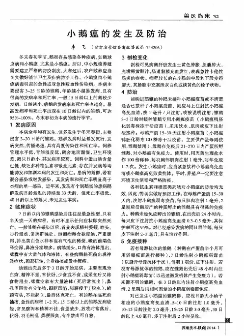 小鹅瘟的发生及防治