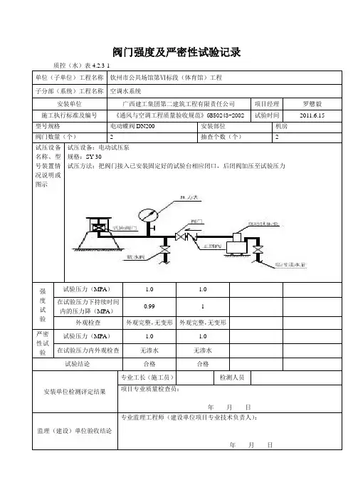 阀门强度试验