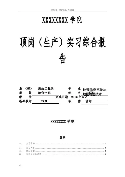 地理信息系统与地图制图技术综合实习报告