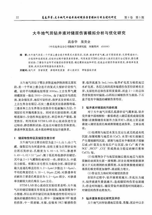 大牛地气田钻井液对储层伤害模拟分析与优化研究