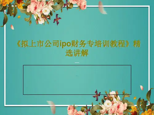 《拟上市公司ipo财务专培训教程》精选讲解共83页PPT