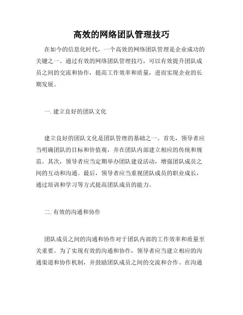高效的网络团队管理技巧