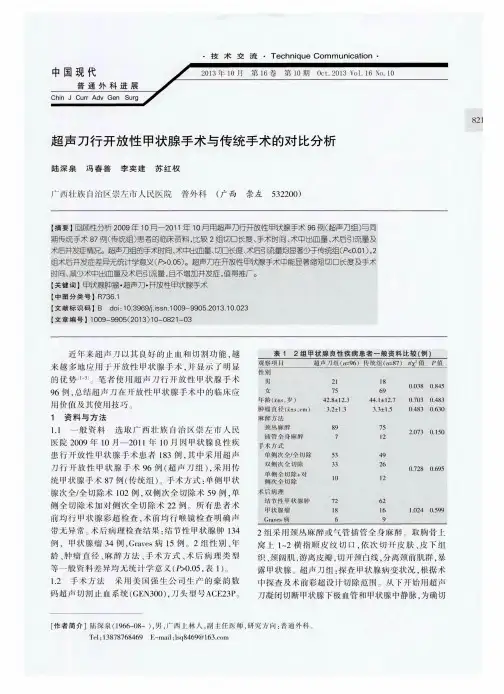 超声刀行开放性甲状腺手术与传统手术的对比分析