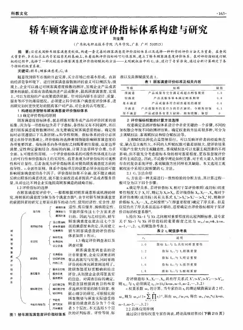 轿车顾客满意度评价指标体系构建与研究