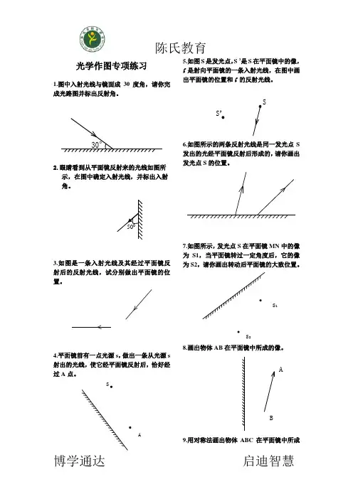 初中物理作图题-光学作图专项训练 2