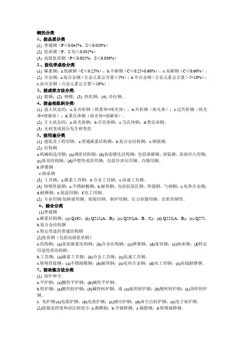 钢和铸铁的分类