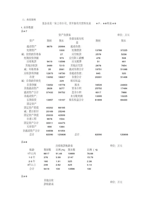 财务报表分析典型案例及详细答案解析