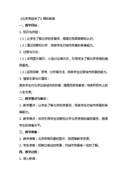 《北京亮起来了》精彩教案