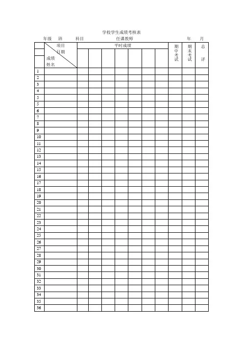 学校学生成绩考核表