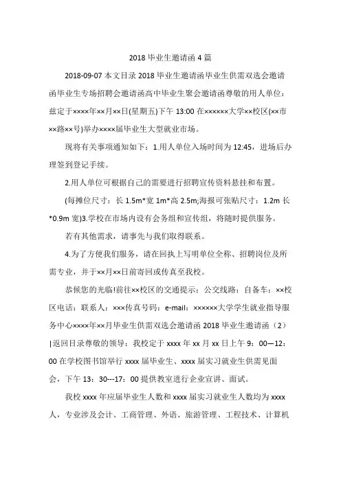 2018毕业生邀请函4篇