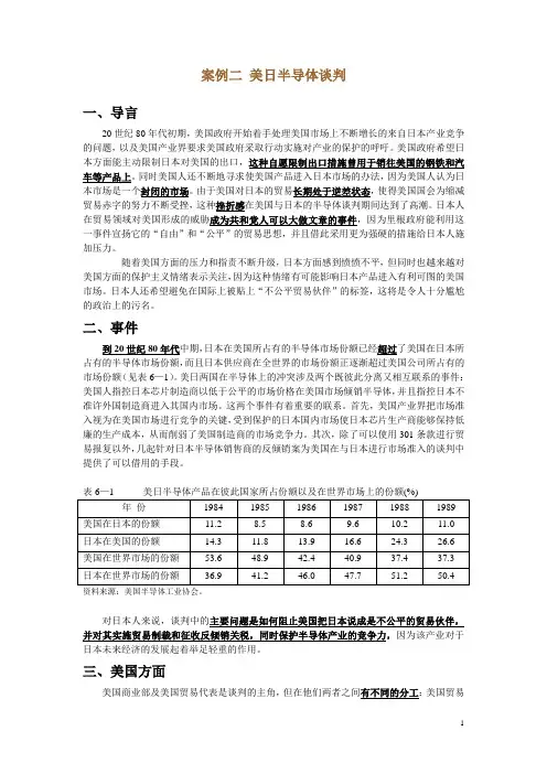 案例二 美日半导体谈判答辩