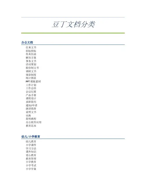 豆丁文档分类(2012.09)