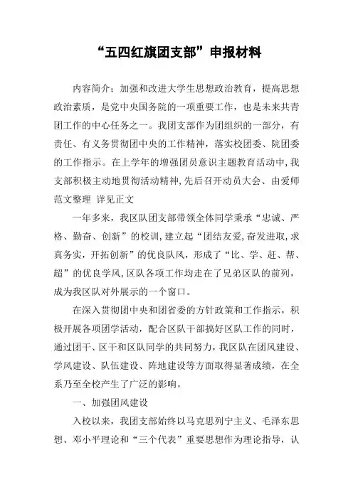 “五四红旗团支部”申报材料 2
