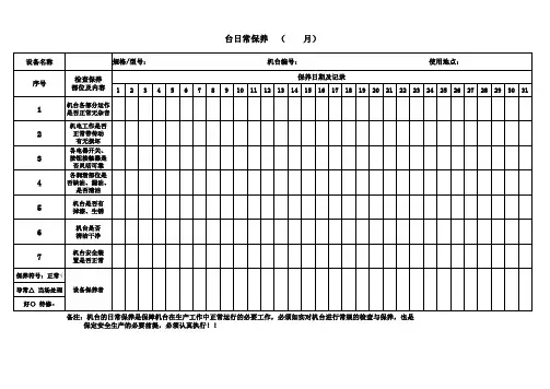 机台日常保养表