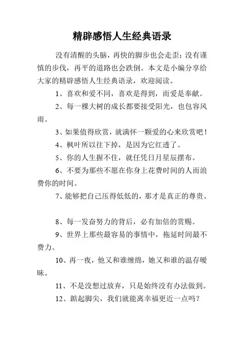 精辟感悟人生经典语录