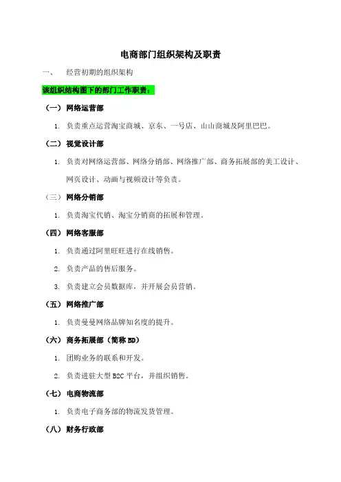 电商部门组织架构及职责 完整版 