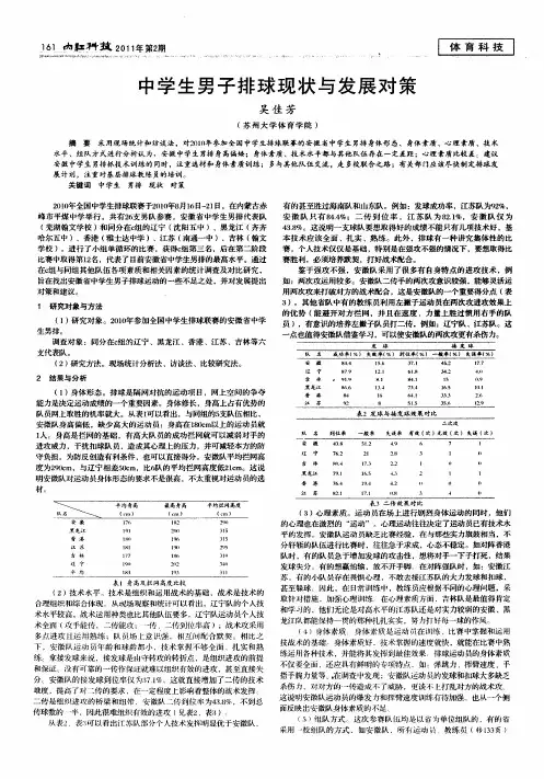 中学生男子排球现状与发展对策