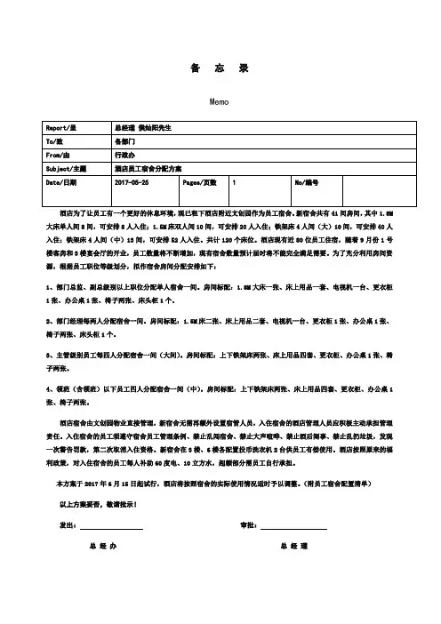 宿舍分配方案