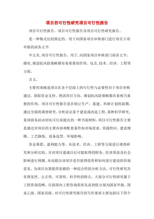 项目的可行性研究项目可行性报告