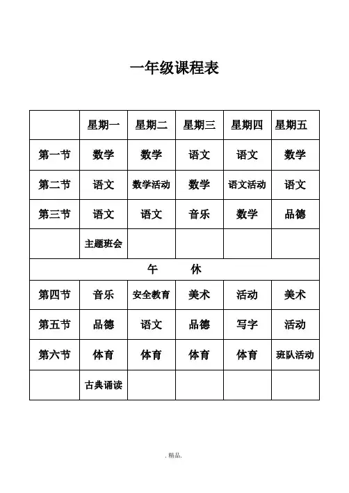 (整理)小学课程表(最新).doc